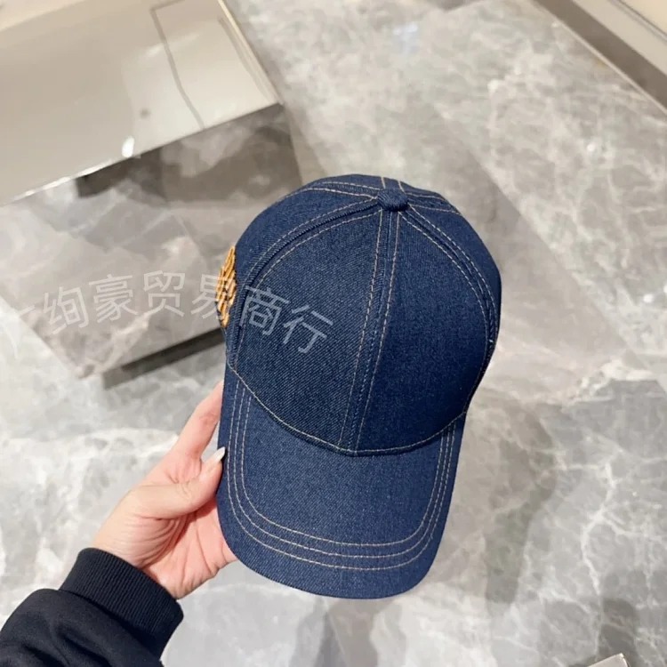 Miaojia's new mi letter denim letter embroidery baseball cap denim all-match light luxury peaked hat for men and women sun visor