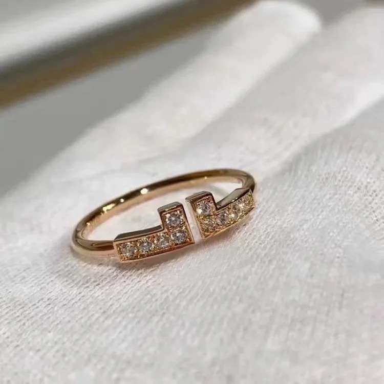 Ring for women, natural mother-of-pearl diamond plated 18k niche design couple ring image 2