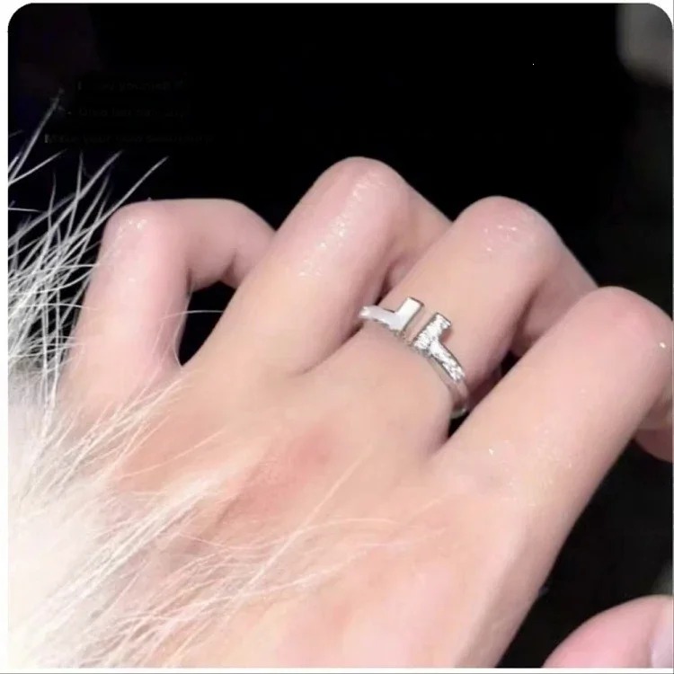 Ring for women, natural mother-of-pearl diamond plated 18k niche design couple ring image 5