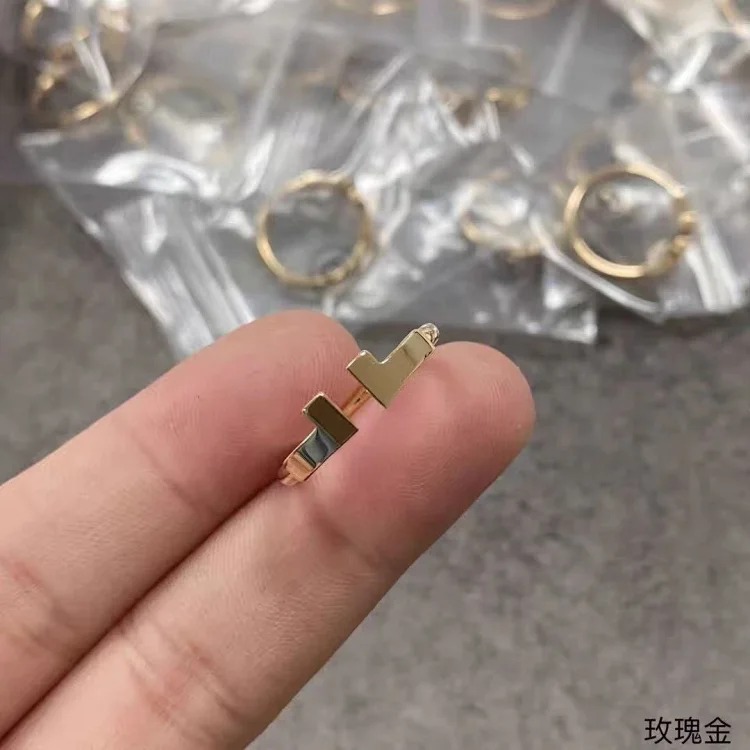 Ring for women, natural mother-of-pearl diamond plated 18k niche design couple ring image 8