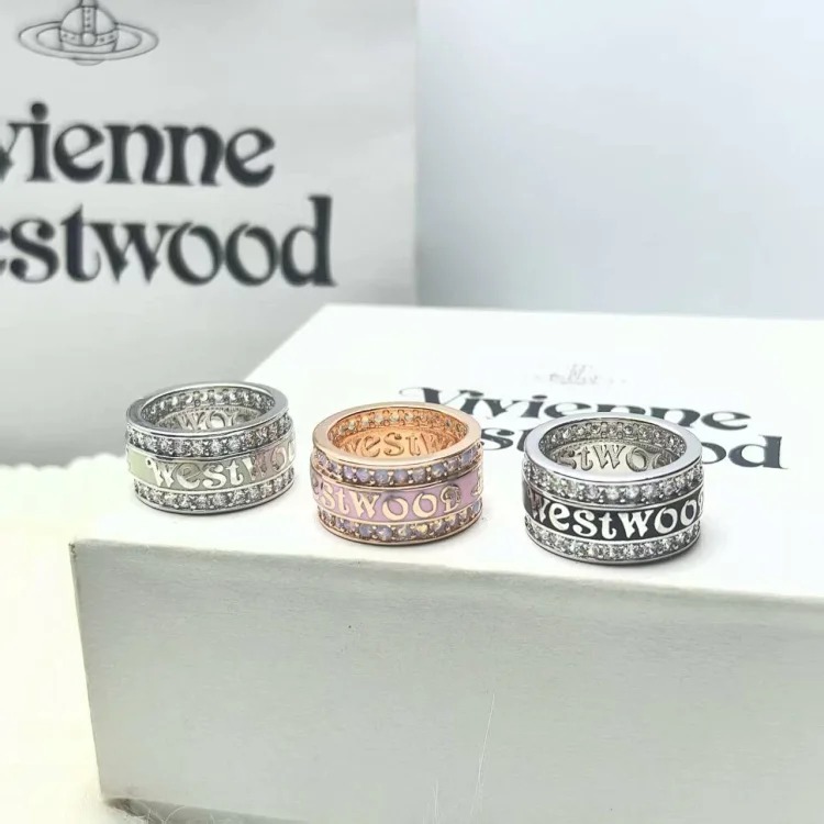 Queen Mother York Full Diamond Wide Painted Letter Ring Women's Light Luxury Fashion Internet Celebrity Saturn Ring High Version