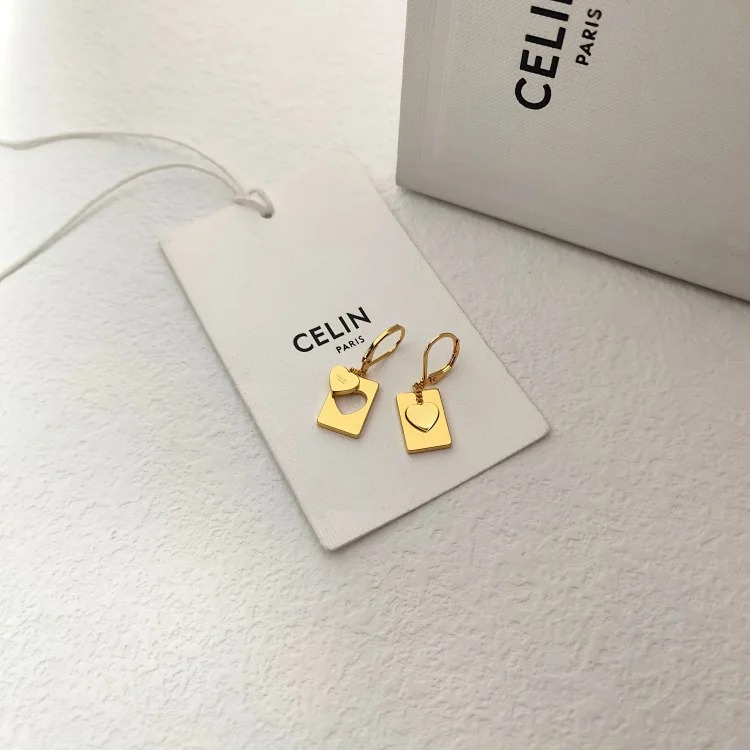 Celine Arc de Triomphe square plate hollow love puzzle necklace French light luxury simple earrings small fragrant palace style women's necklace