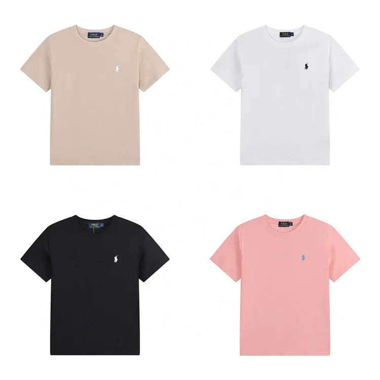 Logo embroidered crew neck pullover short-sleeved T-shirt