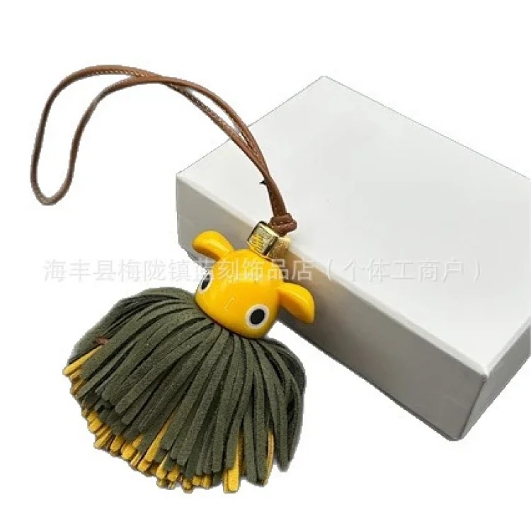 Luojia Xiaohei black first-layer cowhide elf pendant car keychain pendant bag pendant exquisite leather art