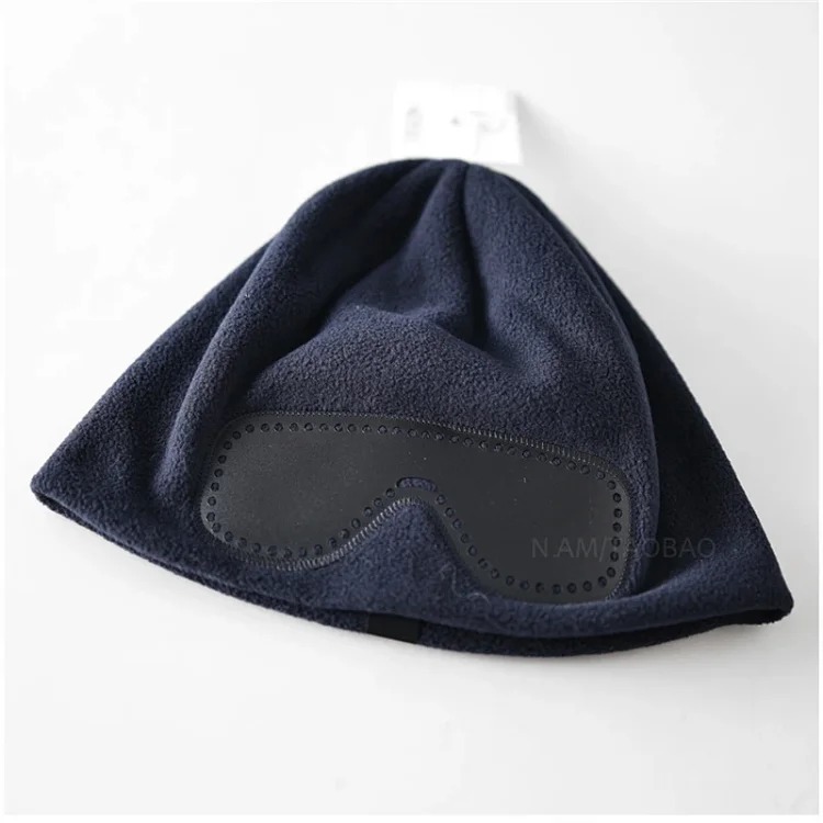 New autumn and winter outdoor warm polar fleece leather sunglasses pullover hat for men and women, simple, fashionable and trendy cold hat