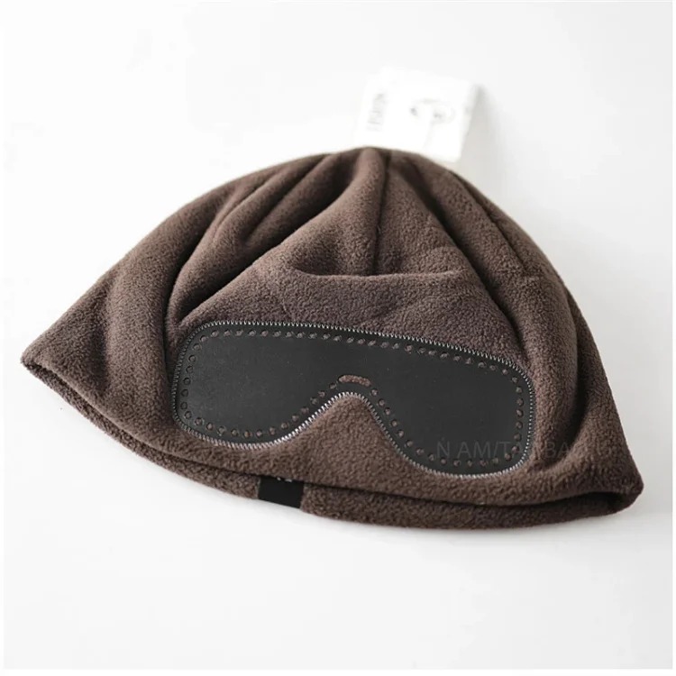 New autumn and winter outdoor warm polar fleece leather sunglasses pullover hat for men and women, simple, fashionable and trendy cold hat