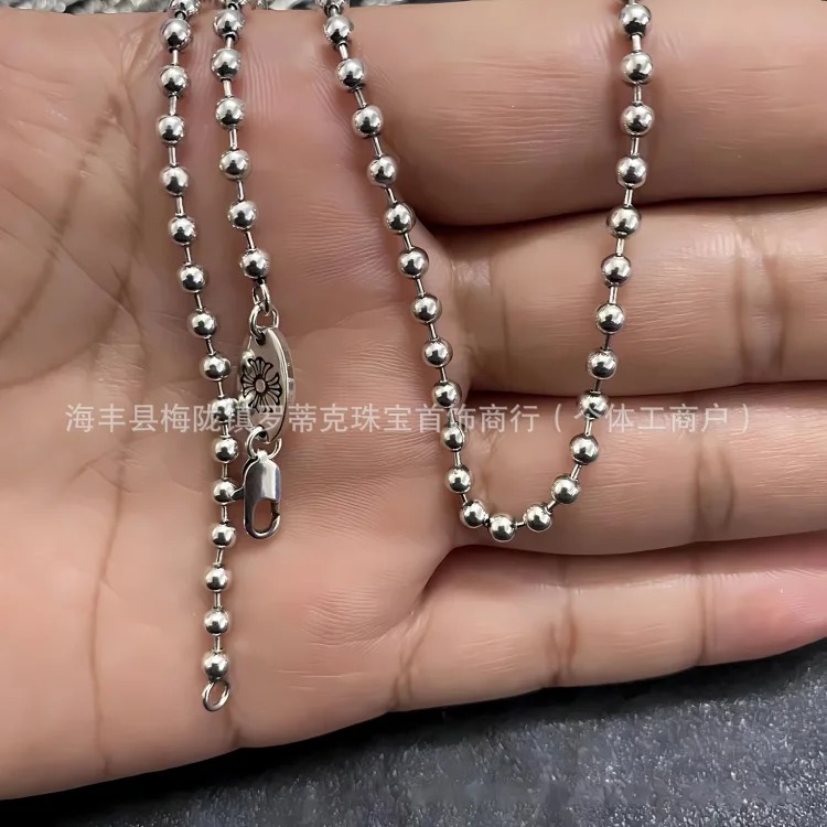 Chrome Hearts CH trendy brand retro distressed Crow necklace wholesale men's and women's double-sided sword cross flower necklace European and American sweater chain image 3