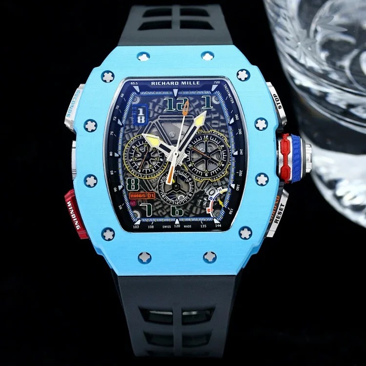 RM65-01 New Colors Vibrant Yellow Tiffany Blue New Craftsmanship Fashionable and More Avant-Garde Hollow Design Latest Special Edition Premium Men’s Watch