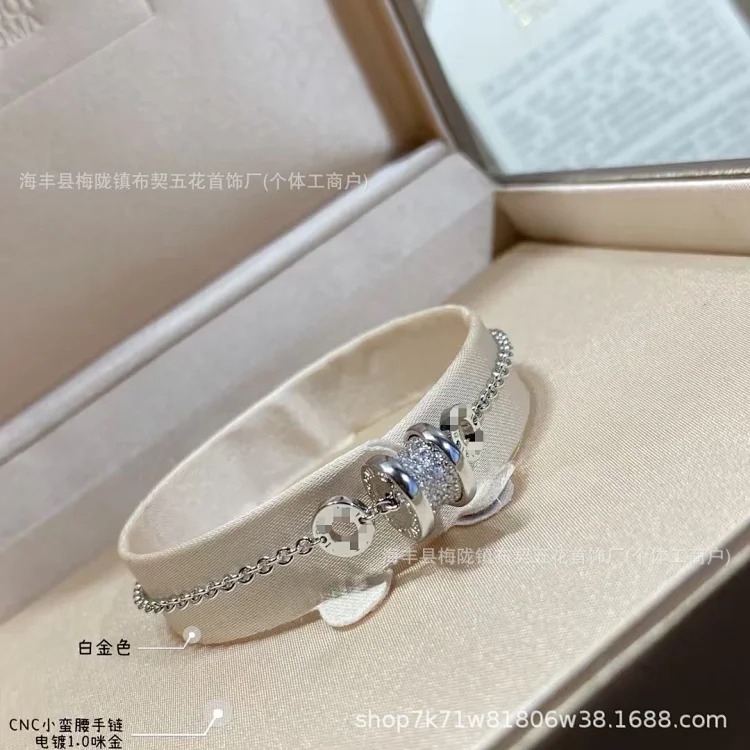 V gold high Baojia Seiko CNC full diamond spring bracelet rose gold thick plated 18K gold small waist bracelet image 3