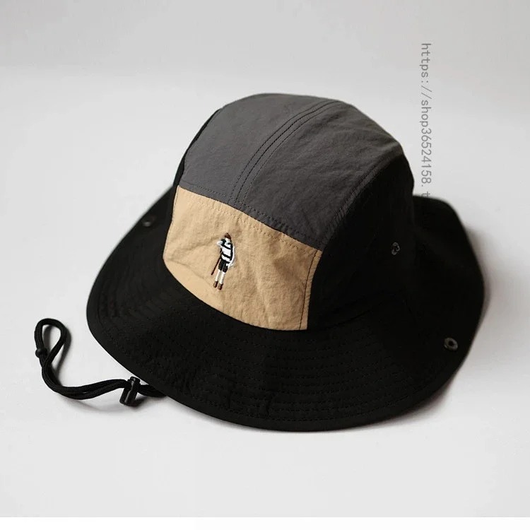 Mountaineering hat women's new summer retro color matching sun protection hat men's casual fishing jungle camping hat trendy