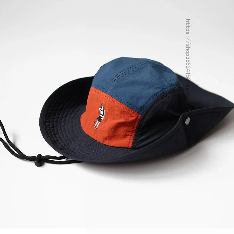 Mountaineering hat women's new summer retro color matching sun protection hat men's casual fishing jungle camping hat trendy