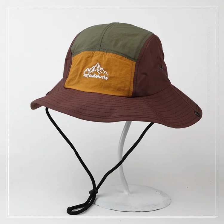 Mountaineering hat women's new summer retro color matching sun protection hat men's casual fishing jungle camping hat trendy