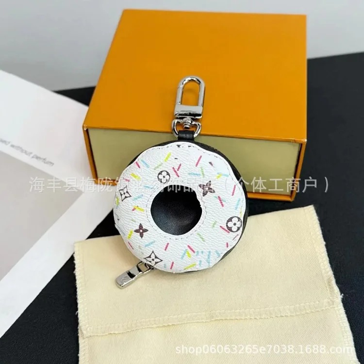 Louis Vuitton New donut bag pendant light luxury niche genuine leather pendant snack simulation splicing old flower bag pendant