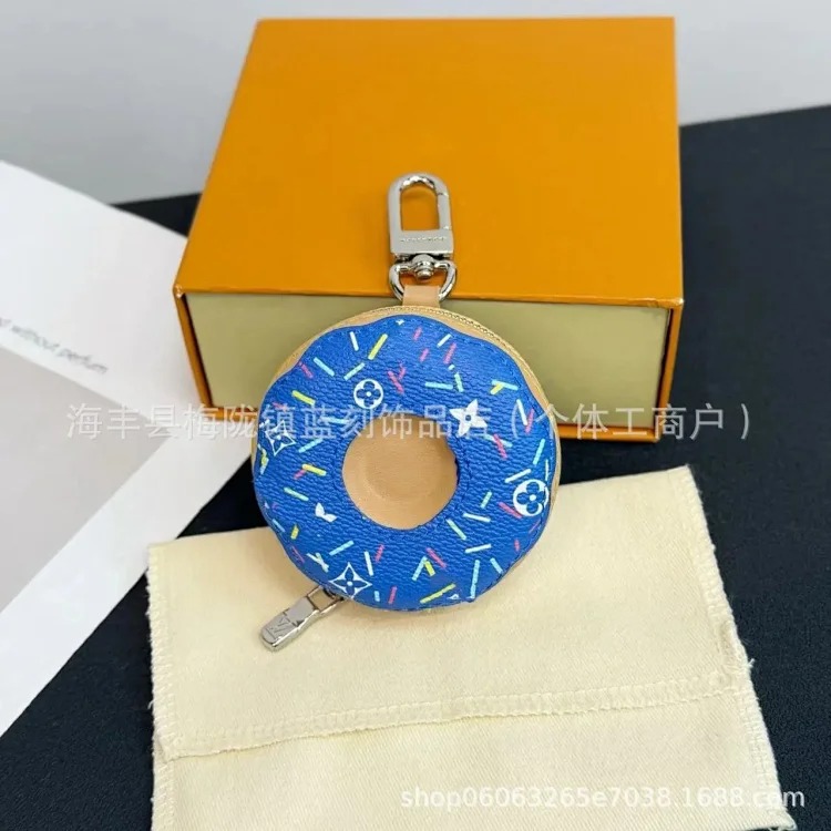Louis Vuitton New donut bag pendant light luxury niche genuine leather pendant snack simulation splicing old flower bag pendant