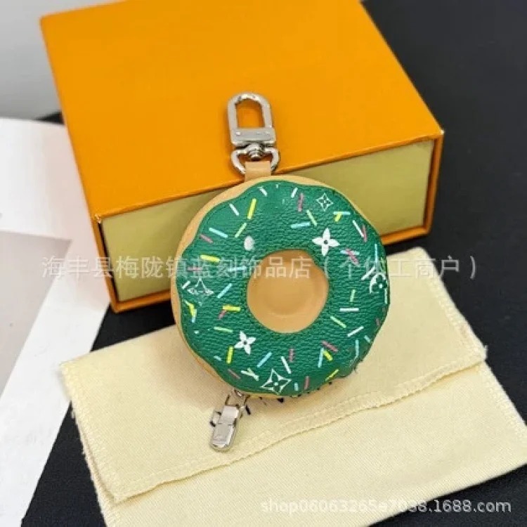 Louis Vuitton New donut bag pendant light luxury niche genuine leather pendant snack simulation splicing old flower bag pendant