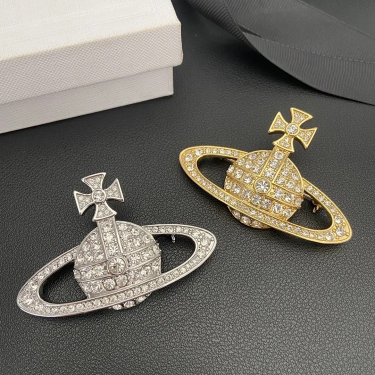 Xijia Brooch Super Sparkling Diamond Three-dimensional Saturn Brooch Planet Elements Versatile Accessories