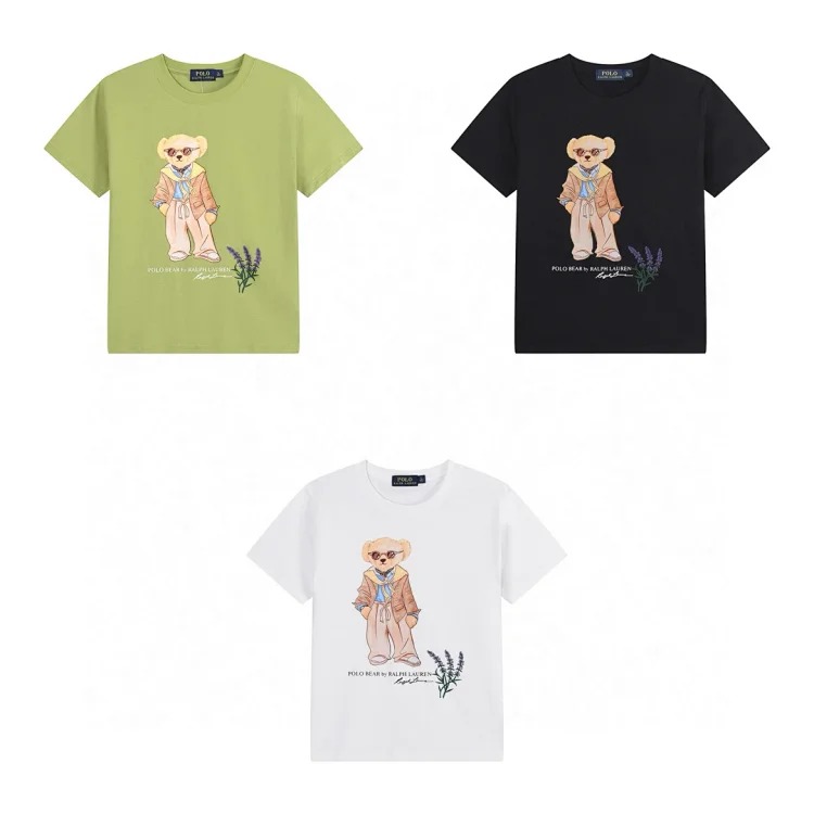 SS24 bear letter print loose round neck short sleeve T-shirt