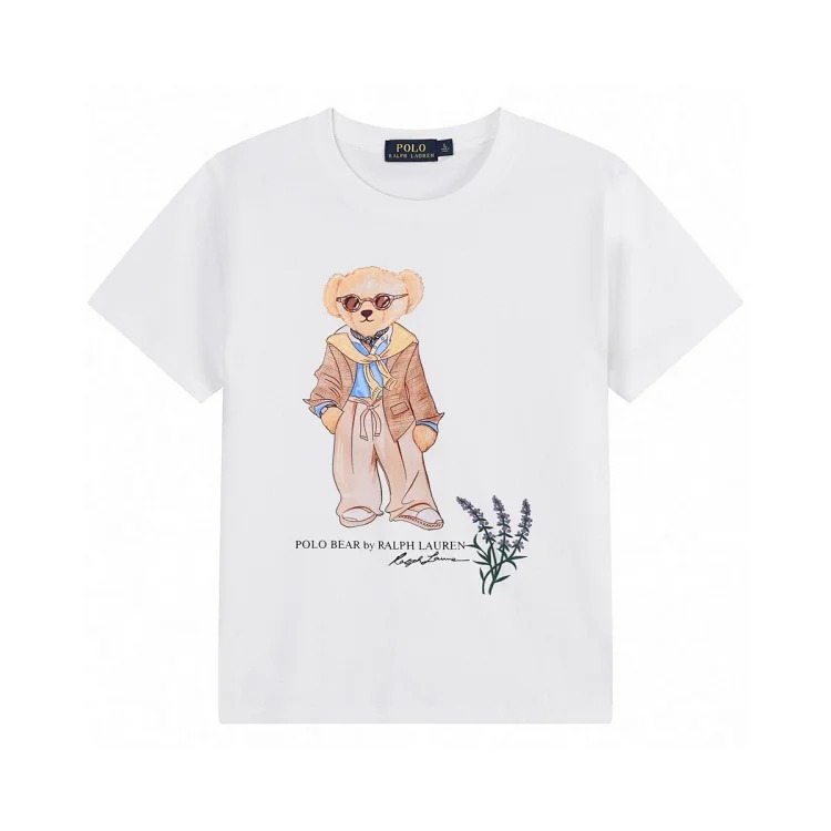 SS24 bear letter print loose round neck short sleeve T-shirt