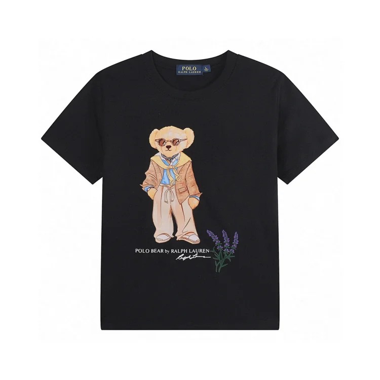 SS24 bear letter print loose round neck short sleeve T-shirt