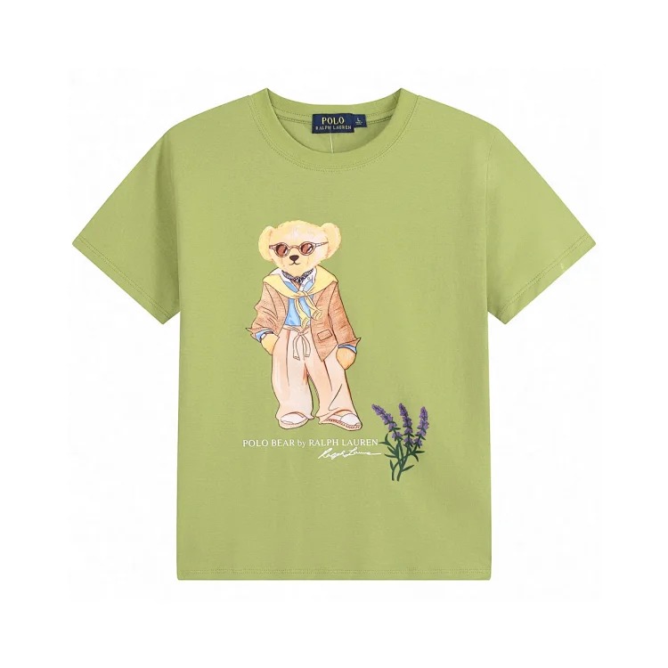 SS24 bear letter print loose round neck short sleeve T-shirt