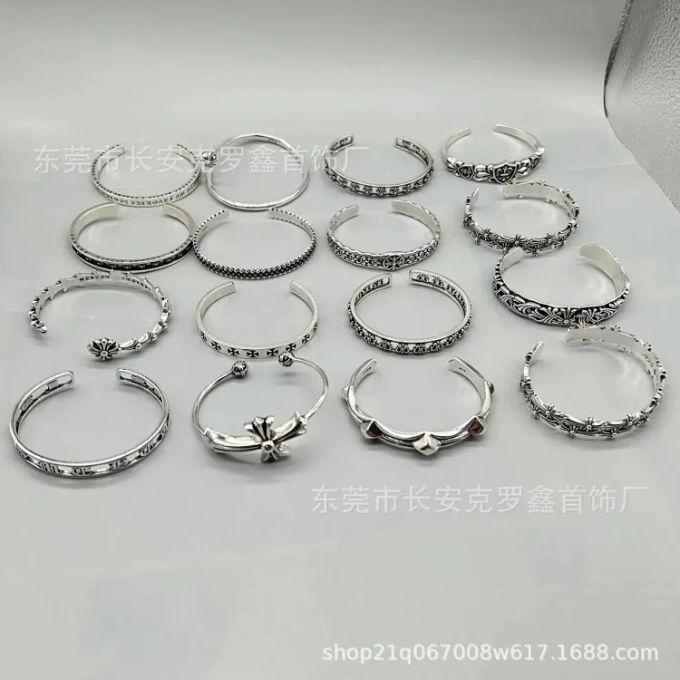 Cross opening retro bracelet skull bullet nail text sword bracelet for men and women couples