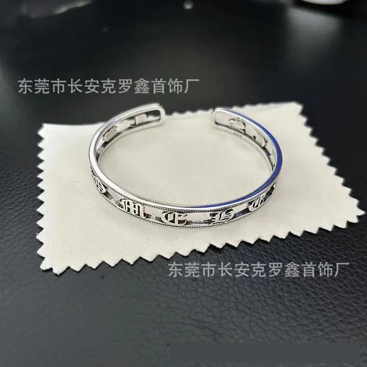 Cross opening retro bracelet skull bullet nail text sword bracelet for men and women couples image 6