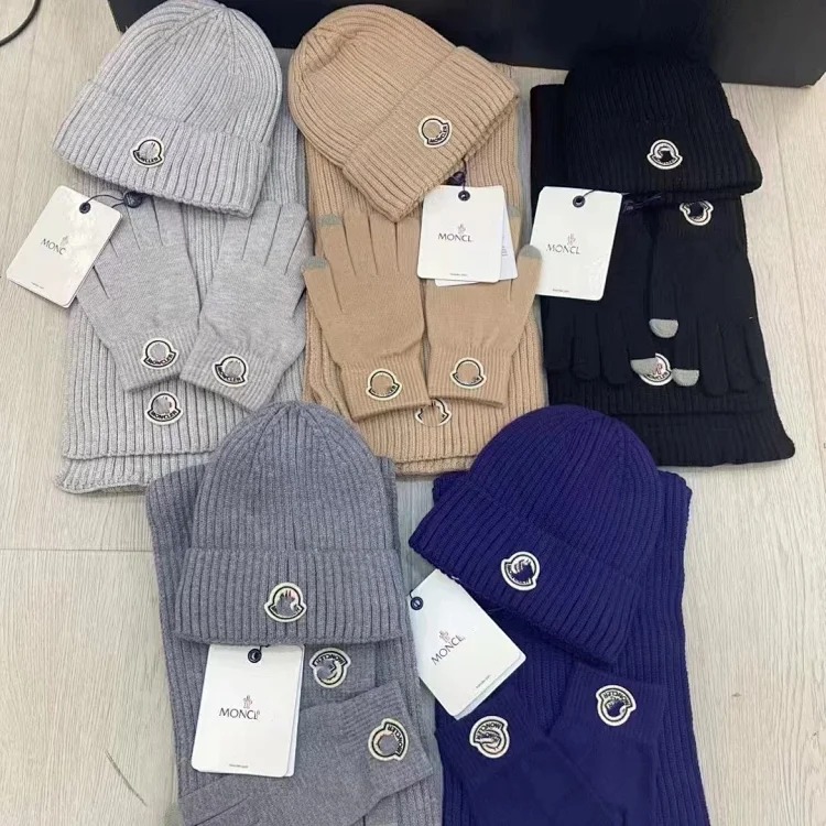 Fashionable casual versatile hat, scarf and gloves three-piece set