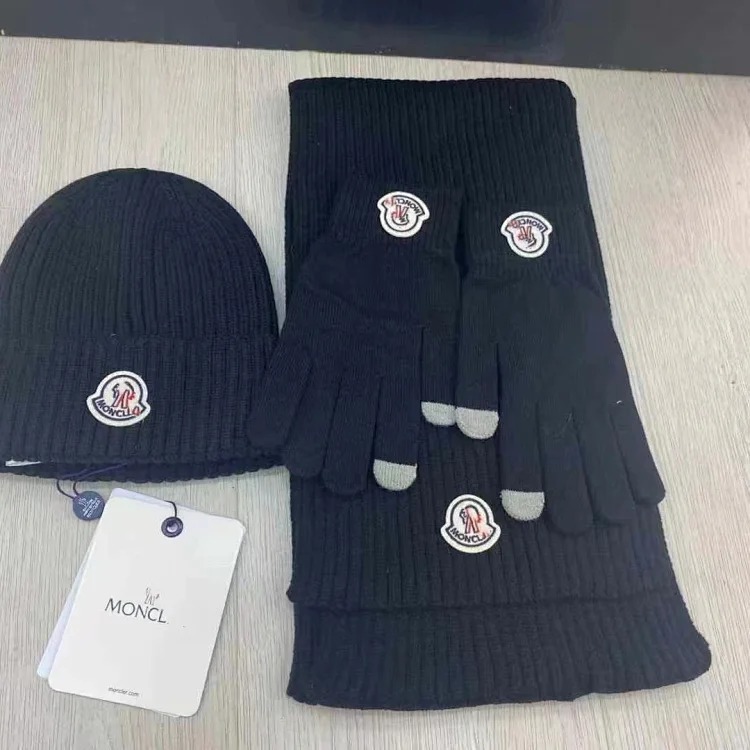 Fashionable casual versatile hat, scarf and gloves three-piece set