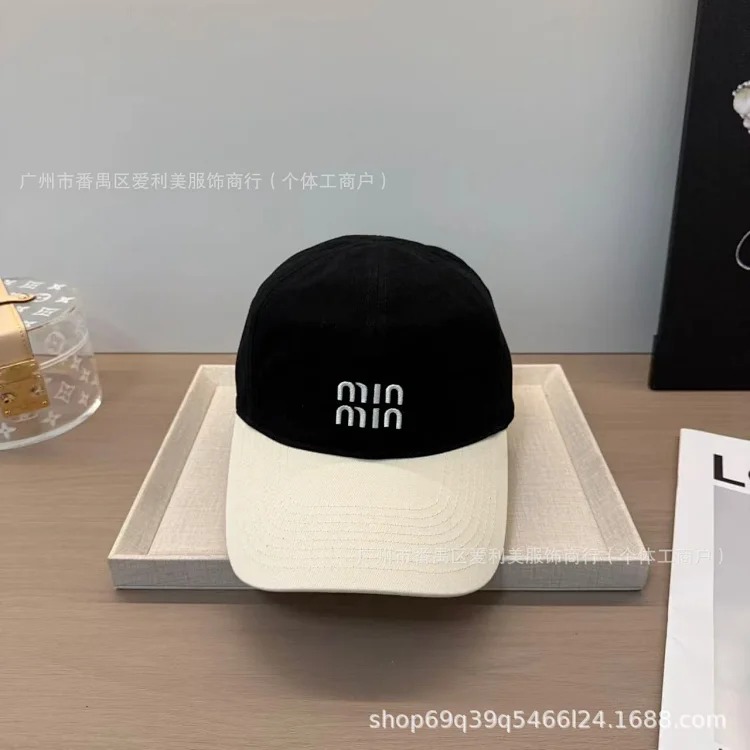 Autumn and winter embroidered letter baseball caps for men and women couples Korean style casual color-blocking peaked caps without makeup Internet celebrity cold hat batch