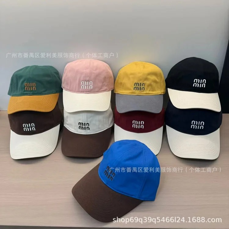 Autumn and winter embroidered letter baseball caps for men and women couples Korean style casual color-blocking peaked caps without makeup Internet celebrity cold hat batch