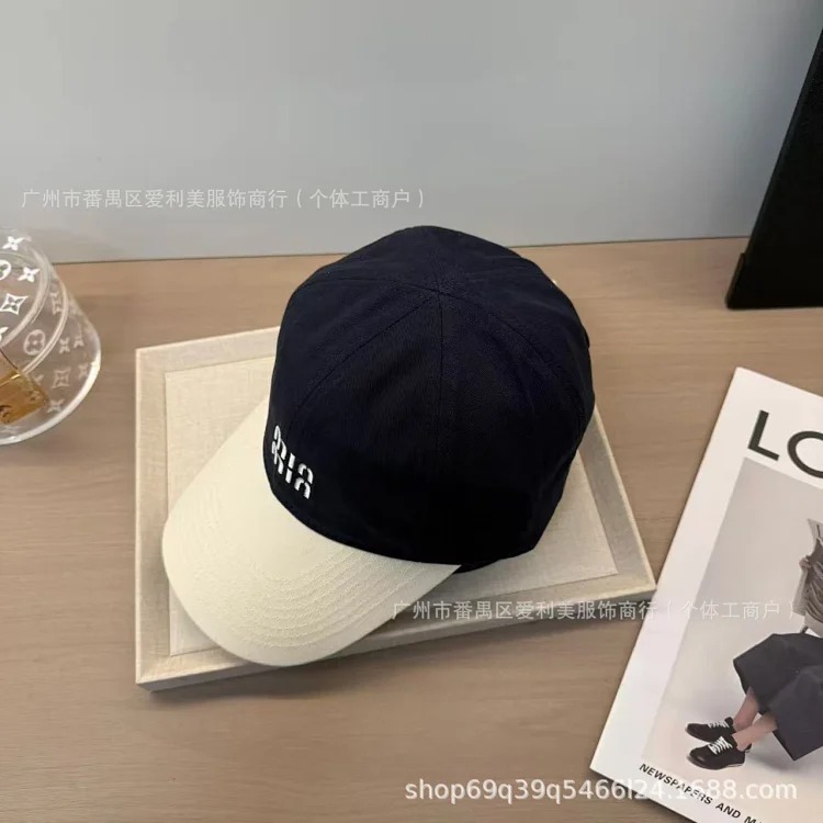 Autumn and winter embroidered letter baseball caps for men and women couples Korean style casual color-blocking peaked caps without makeup Internet celebrity cold hat batch