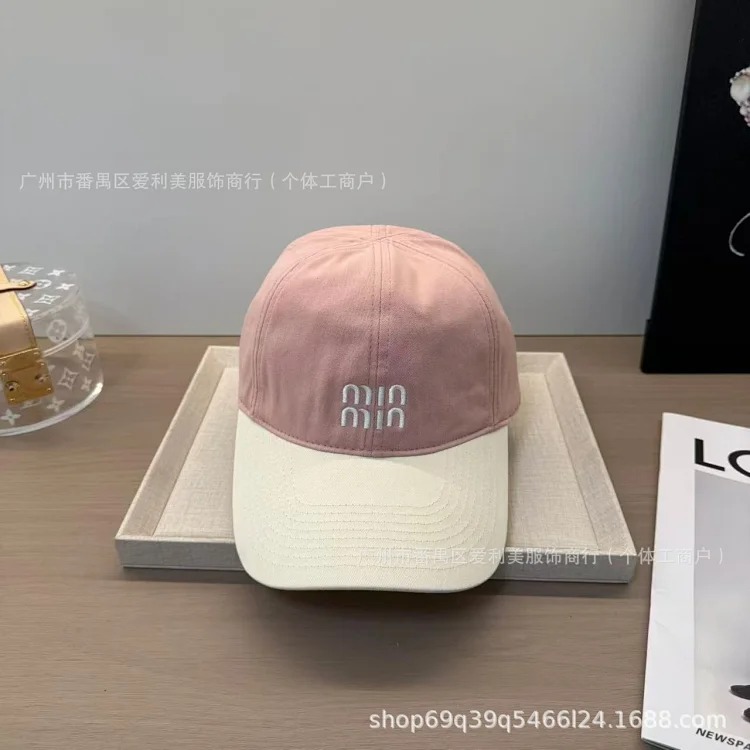 Autumn and winter embroidered letter baseball caps for men and women couples Korean style casual color-blocking peaked caps without makeup Internet celebrity cold hat batch