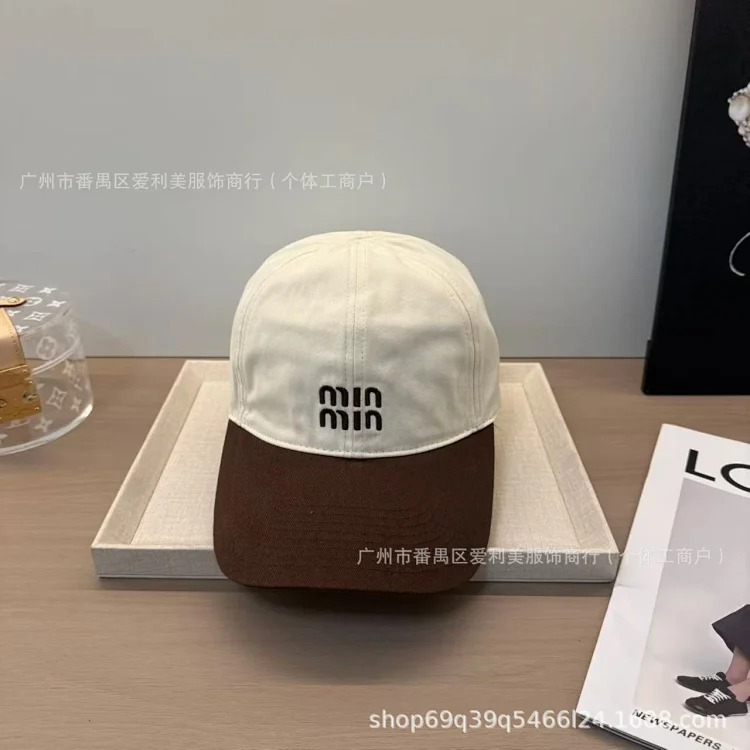 Autumn and winter embroidered letter baseball caps for men and women couples Korean style casual color-blocking peaked caps without makeup Internet celebrity cold hat batch