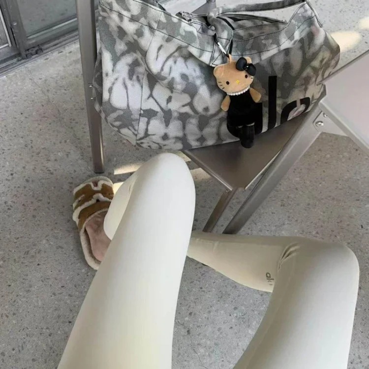 Ao cream ivory yoga pants high waist stretch yoga fitness running fitness leggings for outer wear