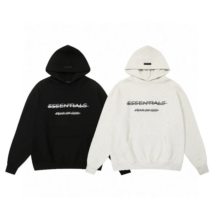 ESSENTIALS FEAR OF GOD graffiti line print hooded sweatshirt FOG hoodie