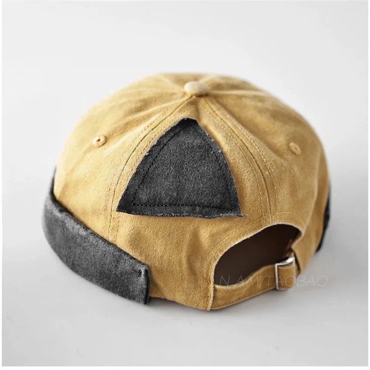 Adjustable triangular patch color matching landlord hat for men and women, fashionable street hip-hop yuppie melon skin hat
