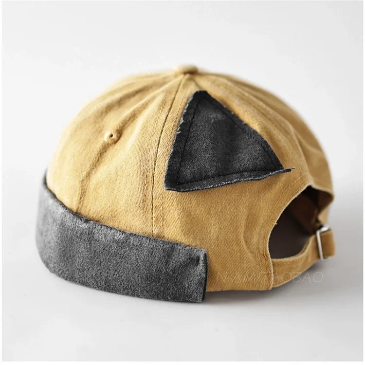 Adjustable triangular patch color matching landlord hat for men and women, fashionable street hip-hop yuppie melon skin hat