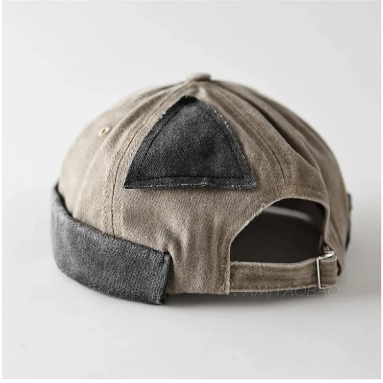 Adjustable triangular patch color matching landlord hat for men and women, fashionable street hip-hop yuppie melon skin hat