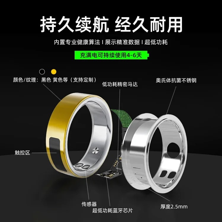 Cross-border smart ring blood oxygen heart rate HRV sleep calories SOS mood management smart Bluetooth ring
