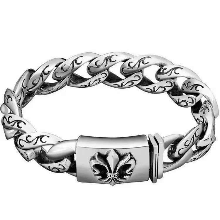 Crowe retro thick letter bracelet dice scout flower cross flower ball full flower gold bracelet