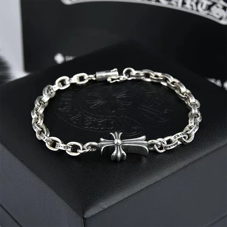 Crowe retro thick letter bracelet dice scout flower cross flower ball full flower gold bracelet