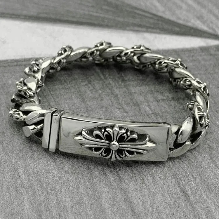 Crowe retro thick letter bracelet dice scout flower cross flower ball full flower gold bracelet