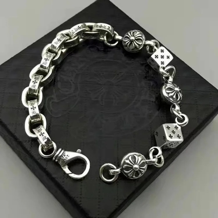 Crowe retro thick letter bracelet dice scout flower cross flower ball full flower gold bracelet