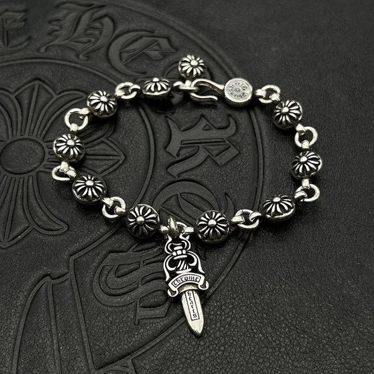 Crowe retro thick letter bracelet dice scout flower cross flower ball full flower gold bracelet