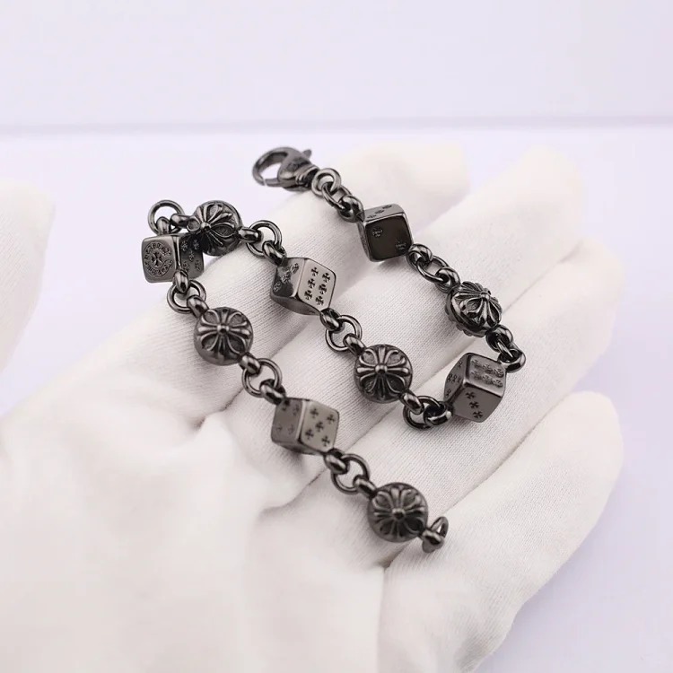 Crowe retro thick letter bracelet dice scout flower cross flower ball full flower gold bracelet