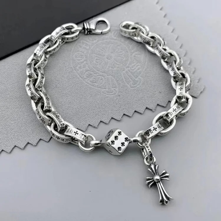 Crowe retro thick letter bracelet dice scout flower cross flower ball full flower gold bracelet