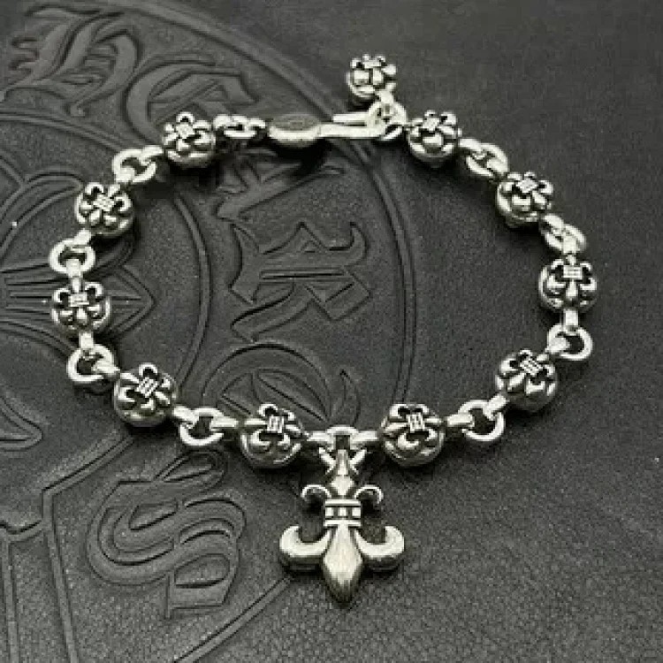 Crowe retro thick letter bracelet dice scout flower cross flower ball full flower gold bracelet