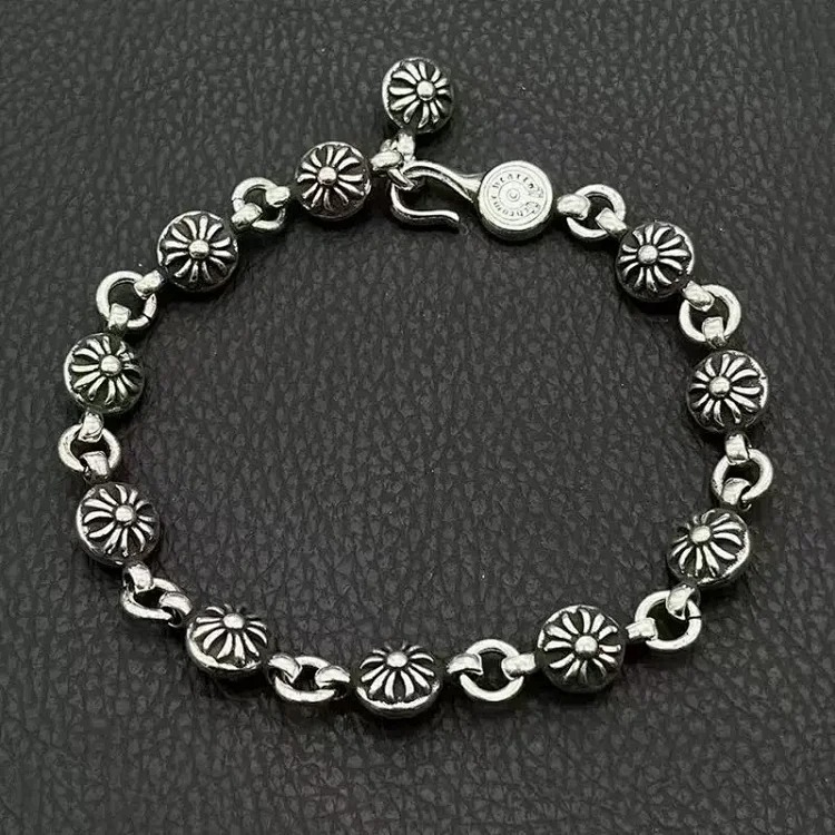 Crowe retro thick letter bracelet dice scout flower cross flower ball full flower gold bracelet