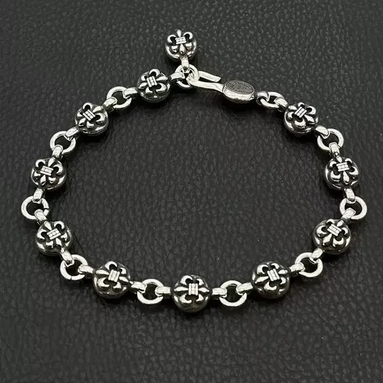 Crowe retro thick letter bracelet dice scout flower cross flower ball full flower gold bracelet