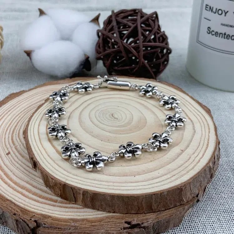Crowe retro thick letter bracelet dice scout flower cross flower ball full flower gold bracelet